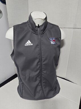 Adidas New York Rangers Fleece-Lined Full Zip Vest Gray Men's Medium NHL Hockey